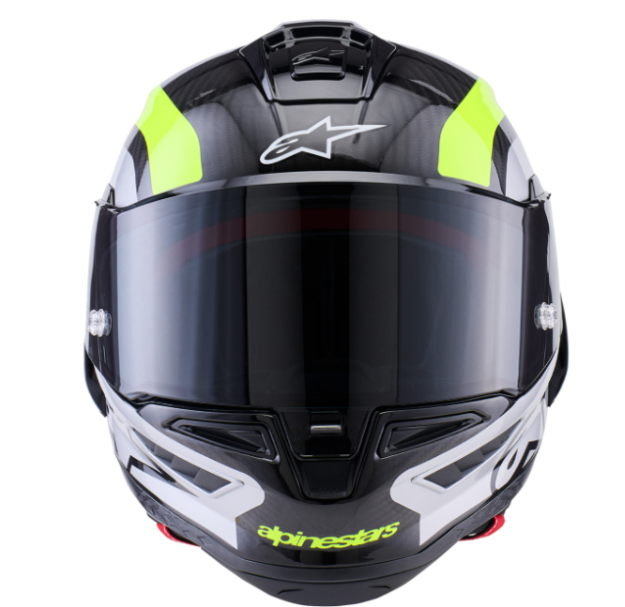 NEW Alpinestars Supertech R10 Arius Carbon Helmet Black Silver Yellow Fluo XL