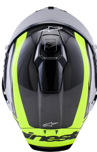 NEW Alpinestars Supertech R10 Arius Carbon Helmet Black Silver Yellow Fluo XL
