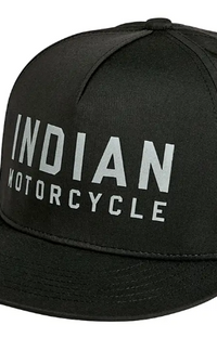 Indian Motorcycle Block Logo Flat Peak Cap Black Reflective Snapback 2866642
