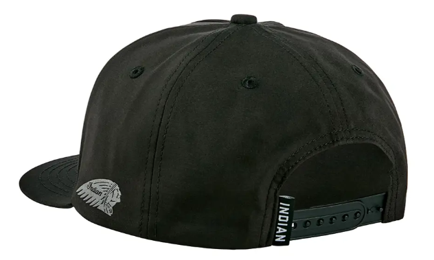 Indian Motorcycle Block Logo Flat Peak Cap Black Reflective Snapback 2866642