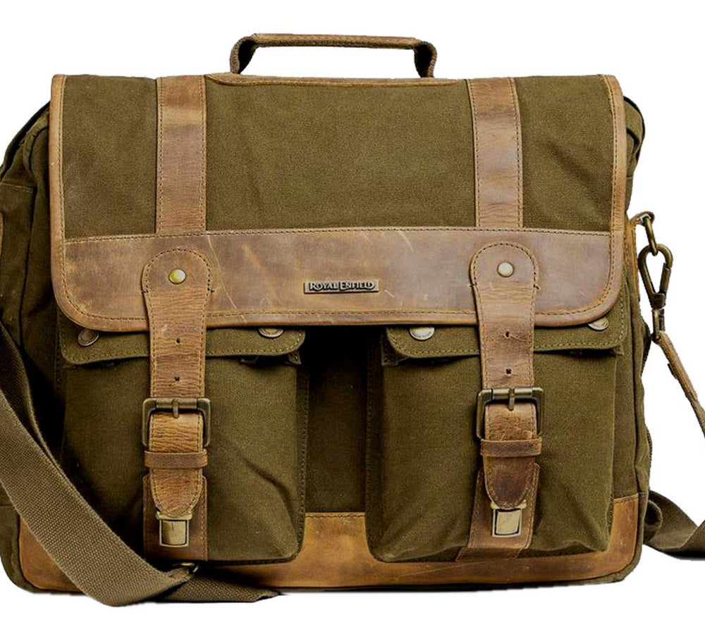 Royal Enfield Classic Messenger Bag, Adjustable & Detachable Strap - Olive