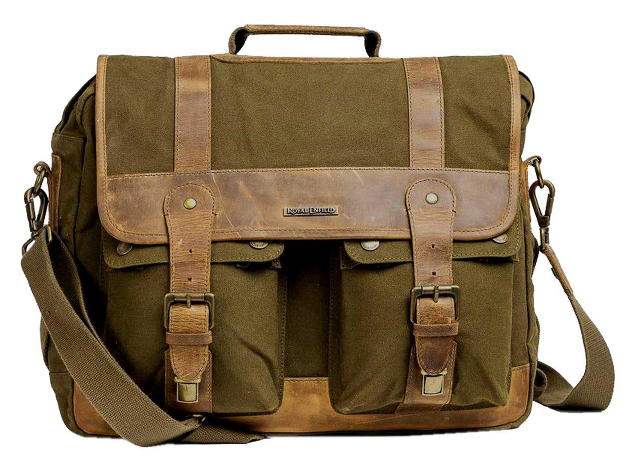 Royal Enfield Classic Messenger Bag, Adjustable & Detachable Strap - Olive