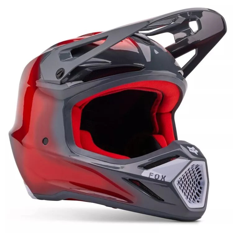 Fox Racing V3 Volatile Helmet Grey / Red New In Stock and Ready to Ship XL xl