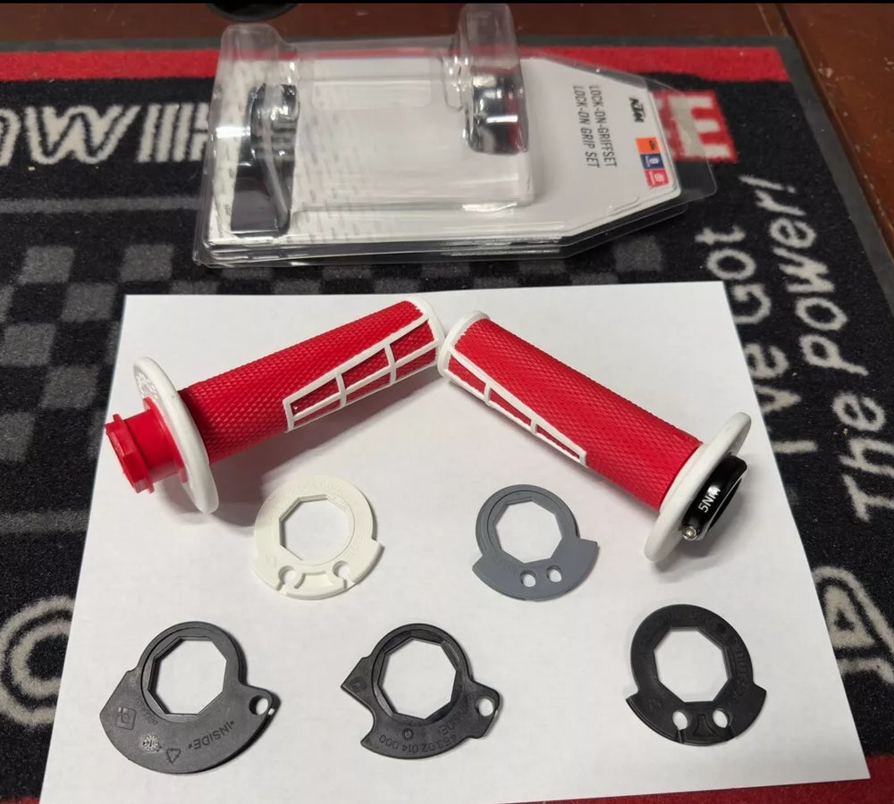GASGAS Closed End Lock-on grip set Red White