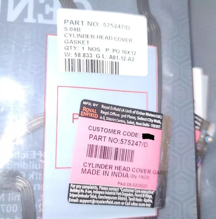 Royal Enfield 575247/D Cylinder Head Cover Gasket Genuine OEM New