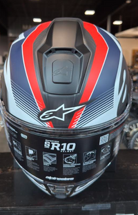 NEW Alpinestars Supertech R10 XL Team Helmet Matte Black/Carbon Red Fluo/Blue
