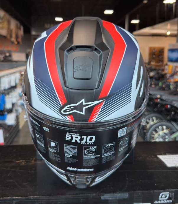 NEW Alpinestars Supertech R10 XL Team Helmet Matte Black/Carbon Red Fluo/Blue