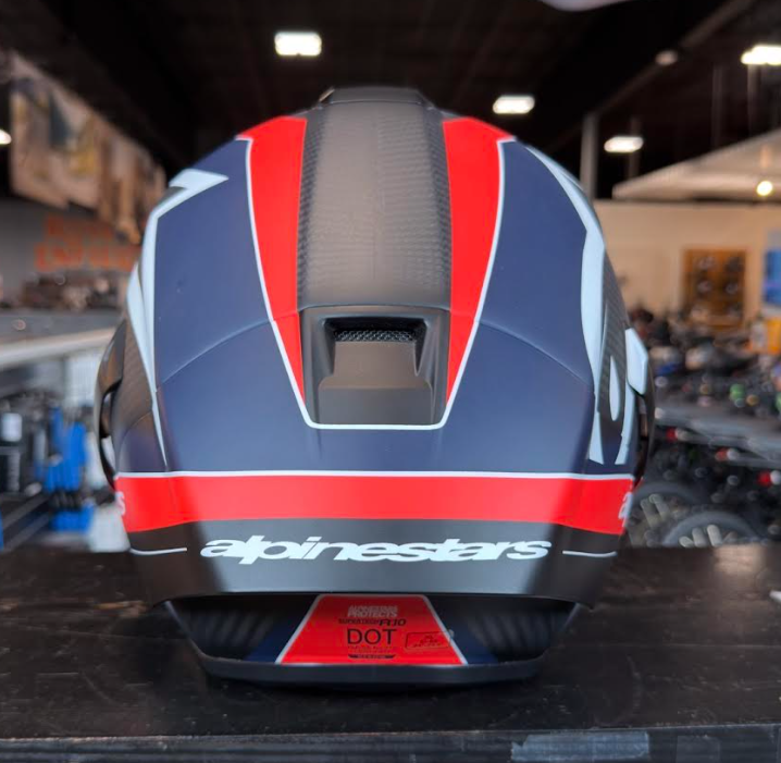 NEW Alpinestars Supertech R10 XL Team Helmet Matte Black/Carbon Red Fluo/Blue
