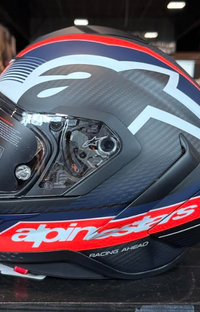 NEW Alpinestars Supertech R10 XL Team Helmet Matte Black/Carbon Red Fluo/Blue

