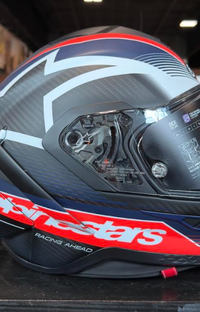 NEW Alpinestars Supertech R10 XL Team Helmet Matte Black/Carbon Red Fluo/Blue
