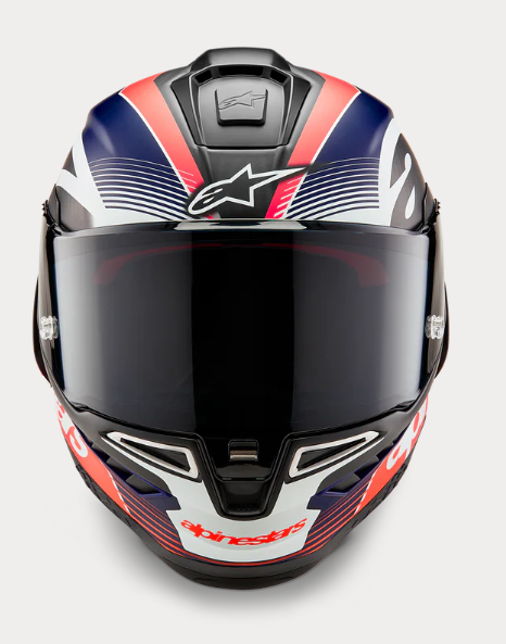 NEW Alpinestars Supertech R10 XL Team Helmet Matte Black/Carbon Red Fluo/Blue