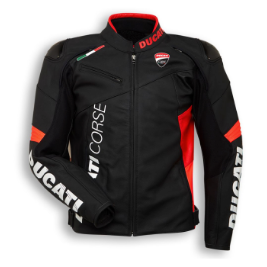 Ducati Corse C6 Leather Jacket Black Black Red